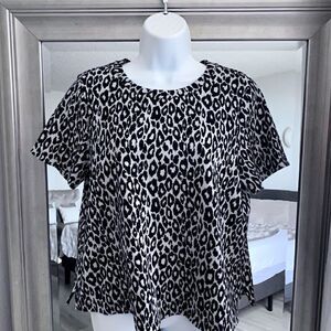 Anthropologie Eri + Ali Wild Leopard Top Women's Size L